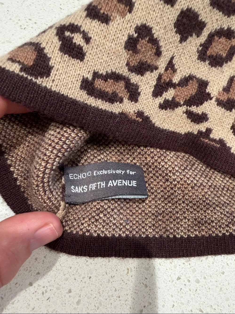 Echo - Leopard Print Knit Beanie - Brown & Tan exclusively for Saks.